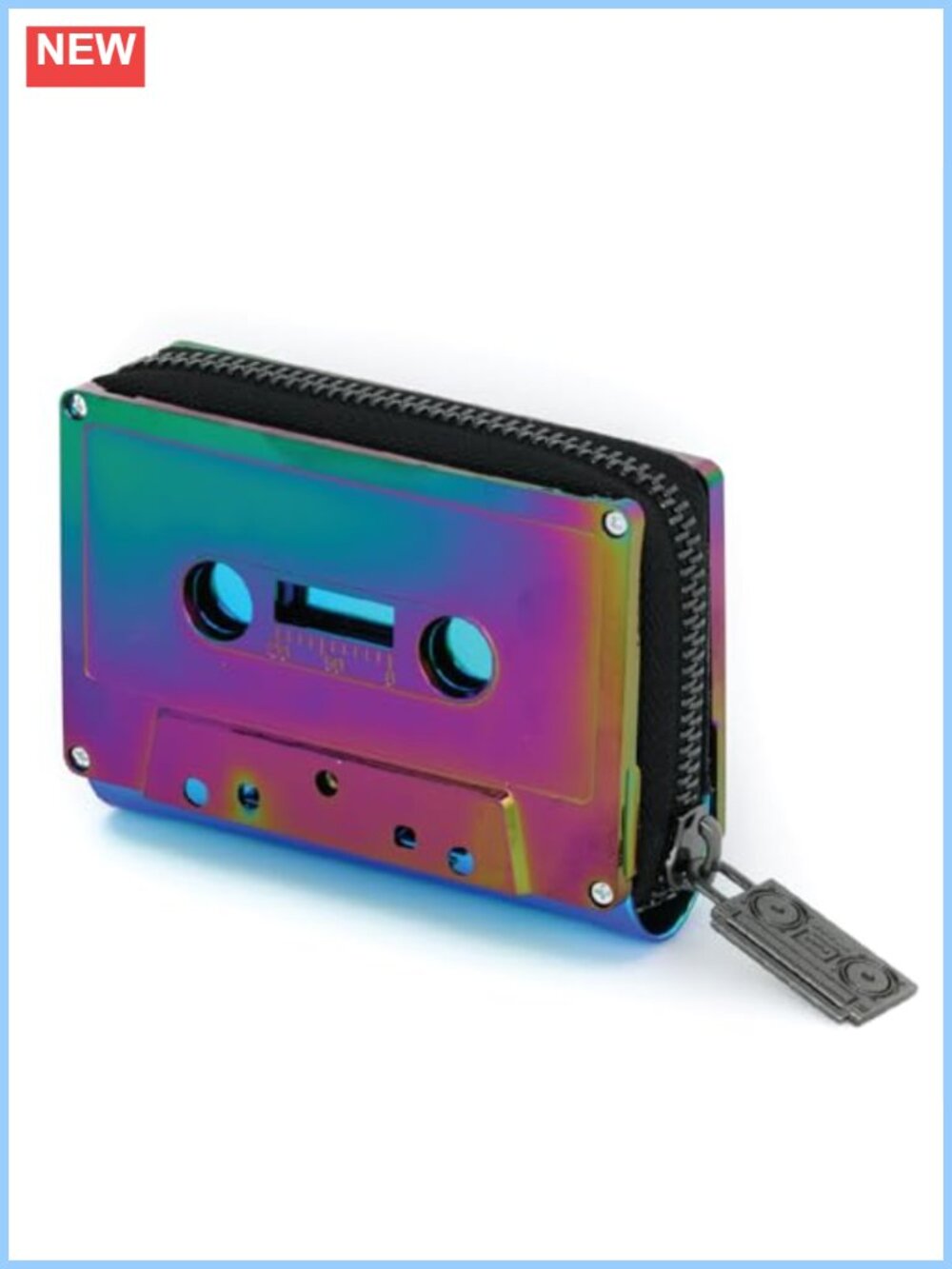 Retro Cassette Tape Wallet Compact Zipper Vegan Leather Kawaii Gift